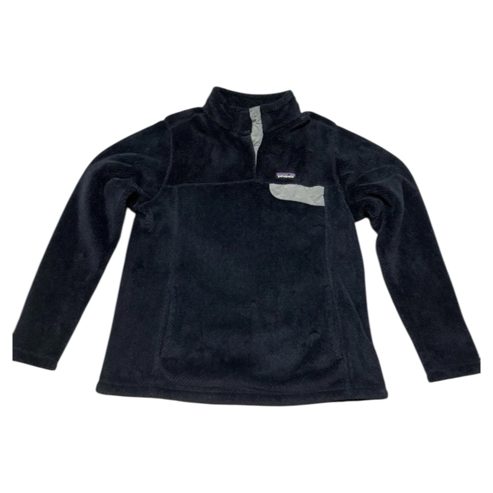Patagonia Navy Blue Fleece Jacket with Light Gray Trim Sz XL